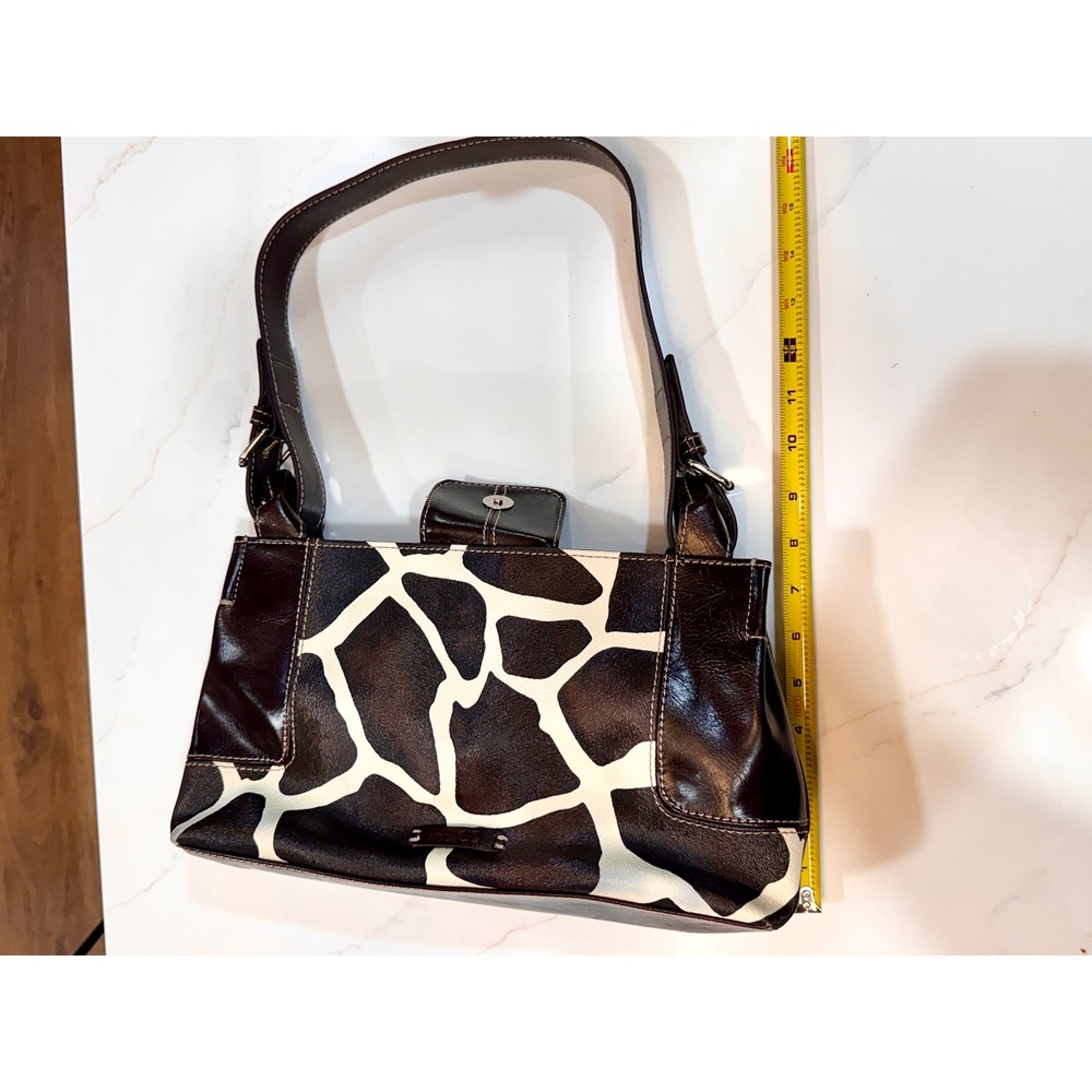 Nine & Co Giraffe Print Handbag and Wallet Set Brown Cream Y2K Vintage Purse - Picture 14 of 16